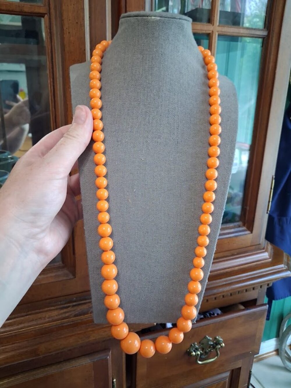26 inch Orange beaded necklace